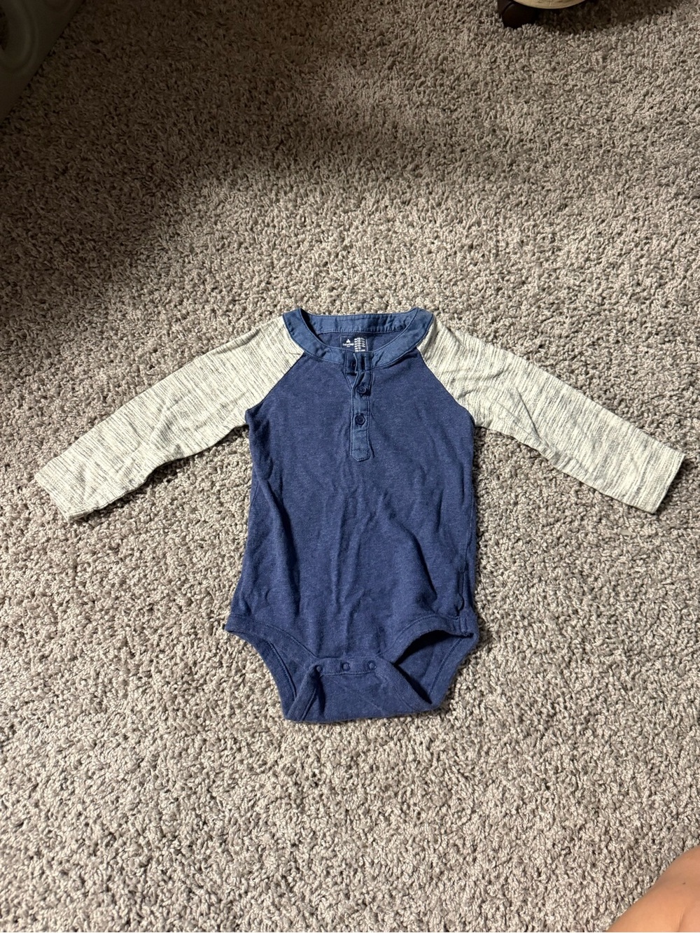 GAP Navy and Cream Raglan Henley One-Piece Bodysuit
